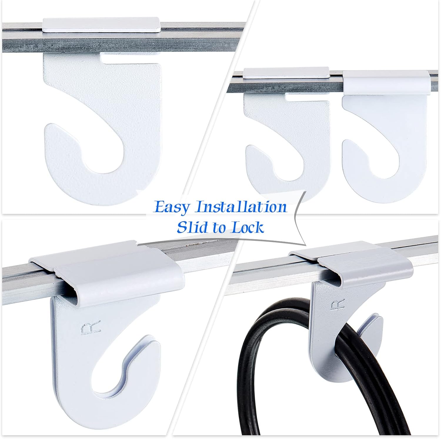 Hotop 120 Pcs Drop Ceiling Hooks for Hanging Ceiling Clips T-bar Tile Hooks Aluminum Suspended Metal Heavy Duty White Right and Left Grid Clips Hanger for Classroom Office School Decoration