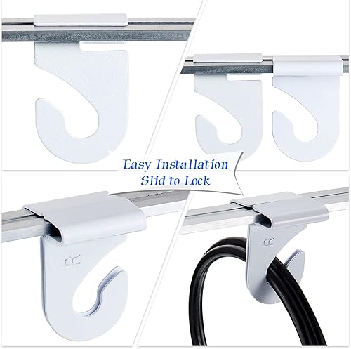 Miniatura 4 de 20 pares de ganchos de techo colgantes para colgar azulejos de techo de Navidad, ganchos de aluminio suspendidos en T de metal, color blanco,