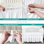 Biloban Crib Skirt, White, 14" Drop | 4 Sides Pleated, Dust Ruffled, Adjustable, Crib Toddler Bedding Skirts, Machine Washable