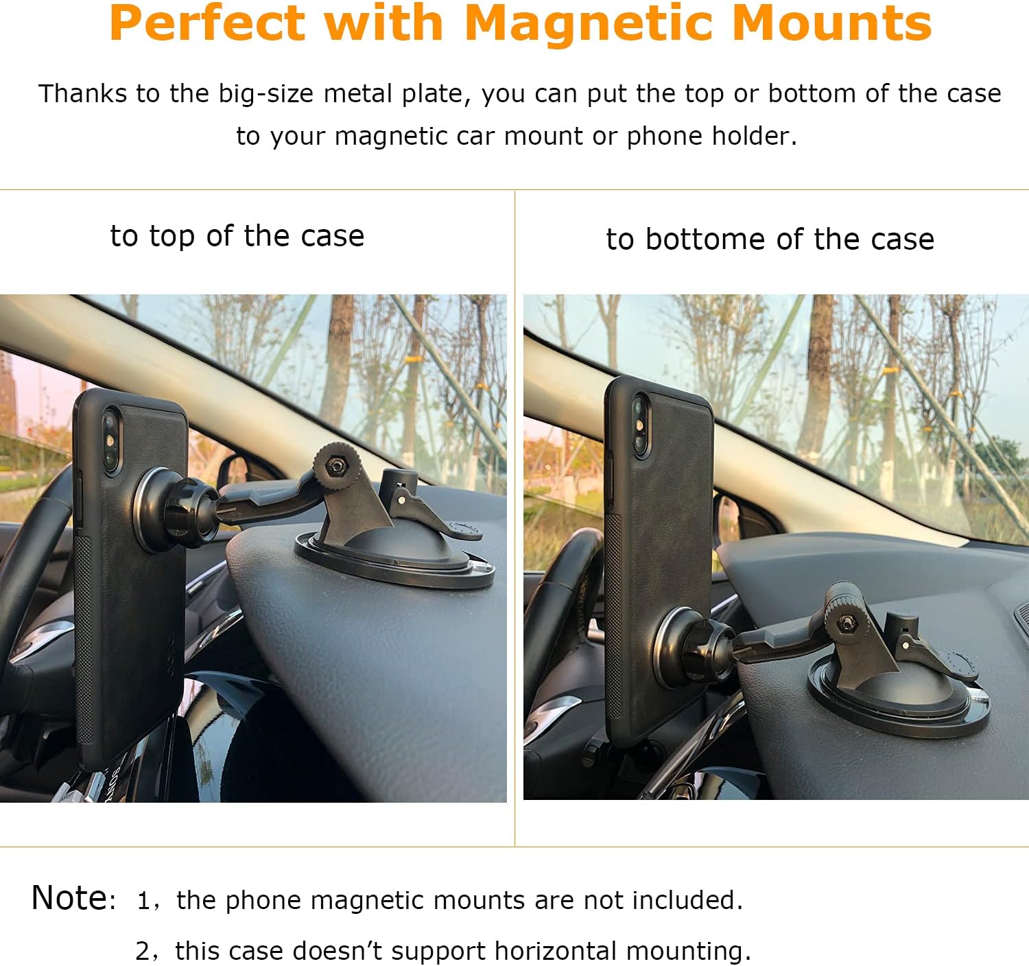 Greatest Product Molzar GripBig Series iPhone Xs Max Case with TPU and Faux Leather, Built-in Metal Plate for Magnetic Car Mount, Wireless Charging Support, Compatible with iPhone Xs Max, Black/Black