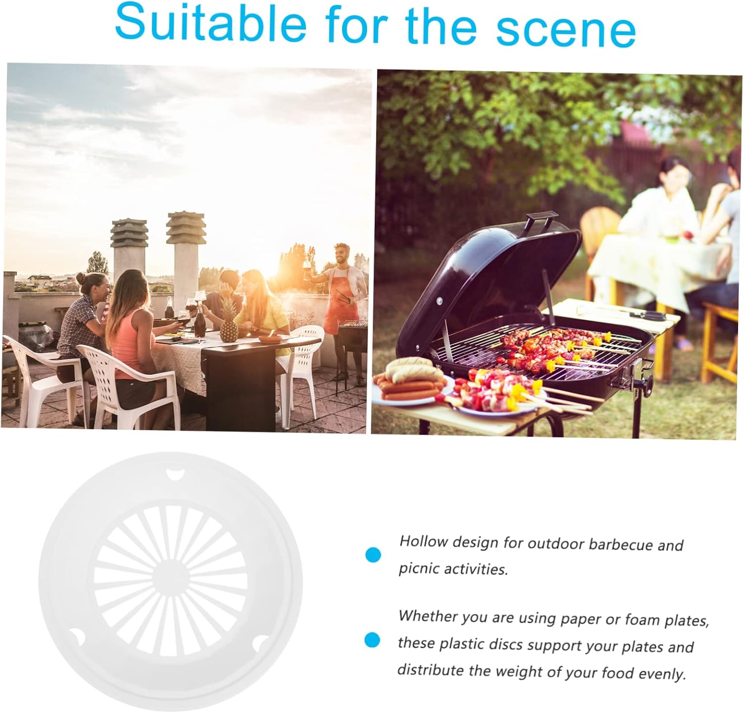 10pcs White Plastic Bbq Paper Plate Holder for Party Supplies
