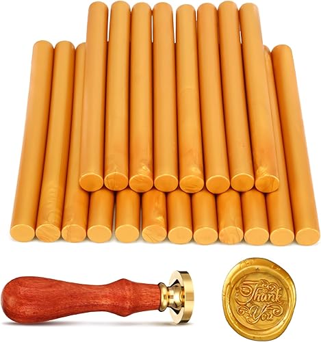 Capoda Kit de sellos de cera, 20 piezas de pistola de pegamento con sello de cera de agradecimiento para tarjetas de Navidad, Acción de Gracias,