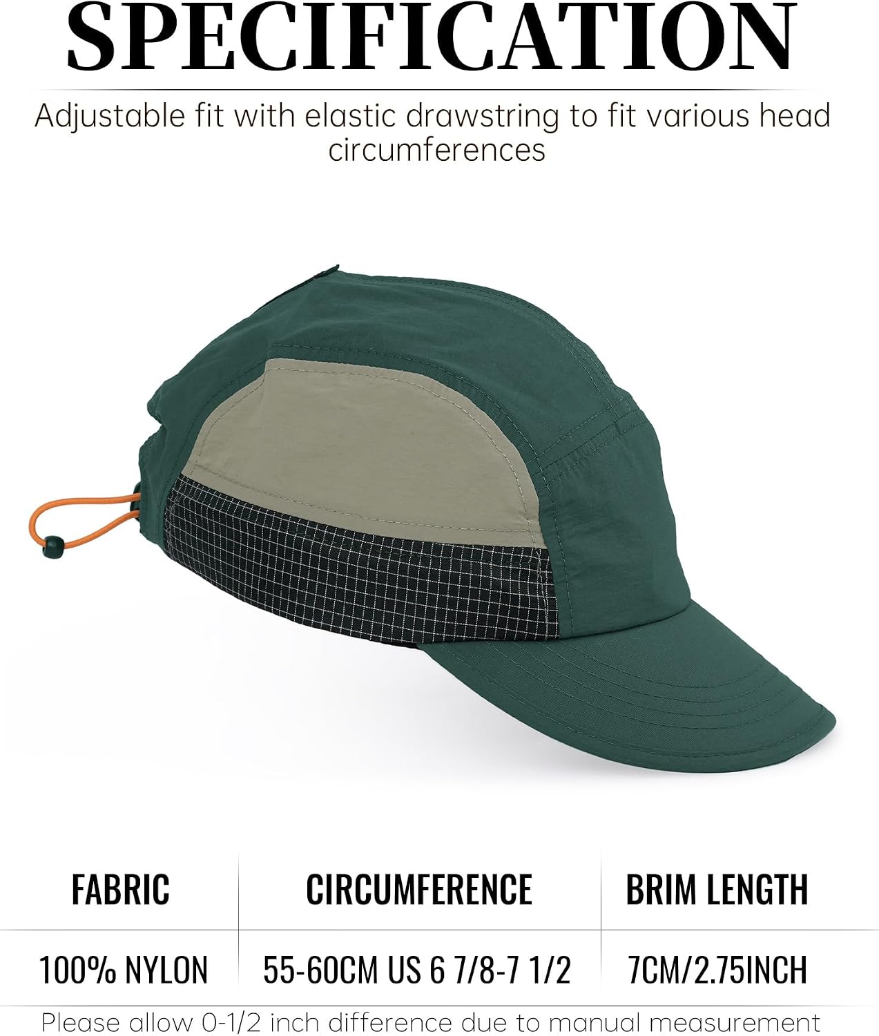 Clakllie Quick Dry 5 Panel Cap for Men Women Lightweight Baseball Cap Waterproof Hiking Cap UPF 50+ Outdoor Sports Cap image 2
