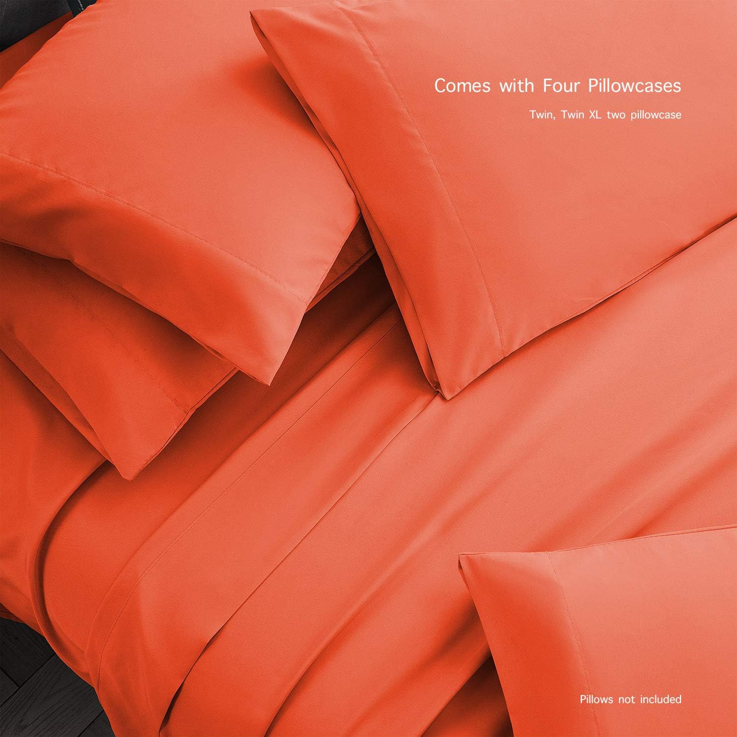 Basic Choice 6 Piece Sheet Set - Luxury Soft 2000 Series Bed Sheets - King, Neon Coral : Home & Kitchen