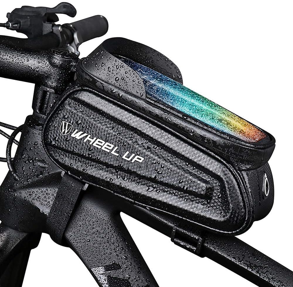 PROBEROS® Cycle Frame Bag, Bicycle Storage Bag with 6.5'' Waterproof TPU Touch Screen & Double Zipper Design, Cycle Mobile Holder Bag for All Phones Upto 6.5 Inches Cycle Accessories(Black-12)