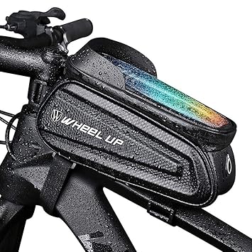 PROBEROS® Cycle Frame Bag, Bicycle Storage Bag with 6.5'' Waterproof TPU Touch Screen & Double Zipper Design, Cycle Mobile Holder Bag for All Phones Upto 6.5 Inches Cycle Accessories(Black-12) - image, photos