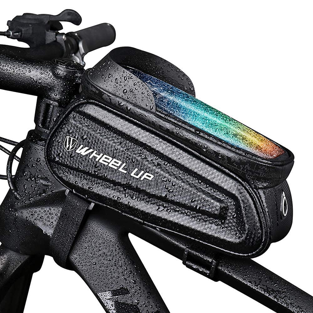 Cycle Frame Bag, Bicycle Storage Bag with 6.5'' Waterproof TPU Touch Screen & Double Zipper Design, Cycle Mobile Holder Bag for All Phones Upto 6.5 Inches Cycle Accessories(Black-12)