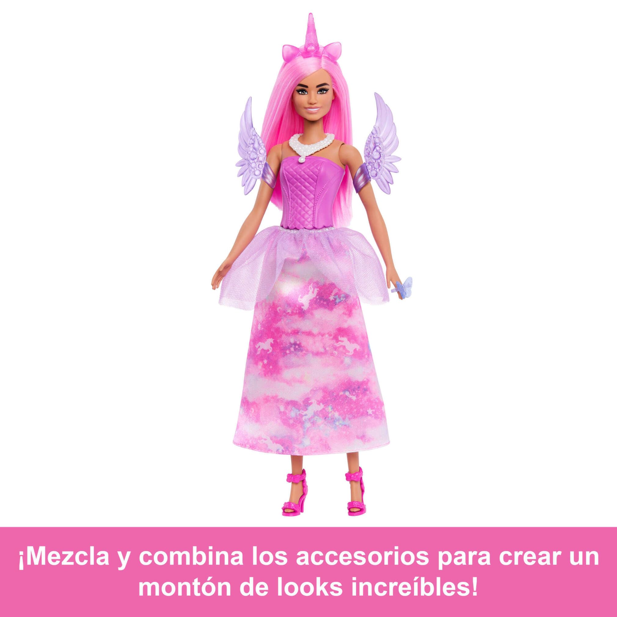 Barbie Calendario de Adviento con muñeca y 24 accesorios sorpresa de juguete, como un unicornio y mascotas, muñeca de moda que se convierte en sirena, hada y mucho más, JFL66