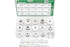 100Pcs 304 Stainless Steel Fender Washer Assortment Kit, Washers for Bolts