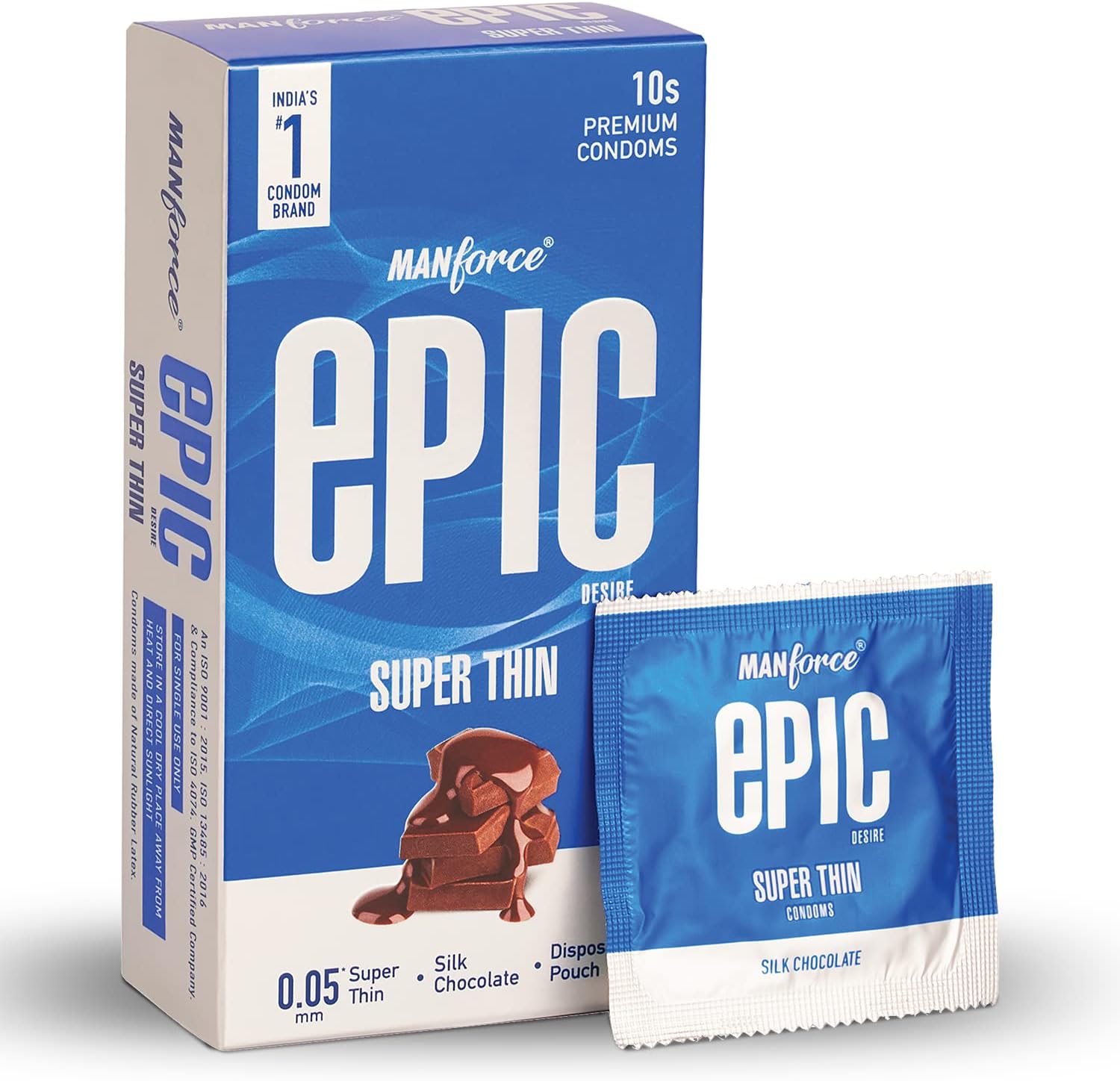 Epic Desire | Ultra Thin Condom for Enhanced Pleasure | Silk Chocolate Flavour | 10 Pcs