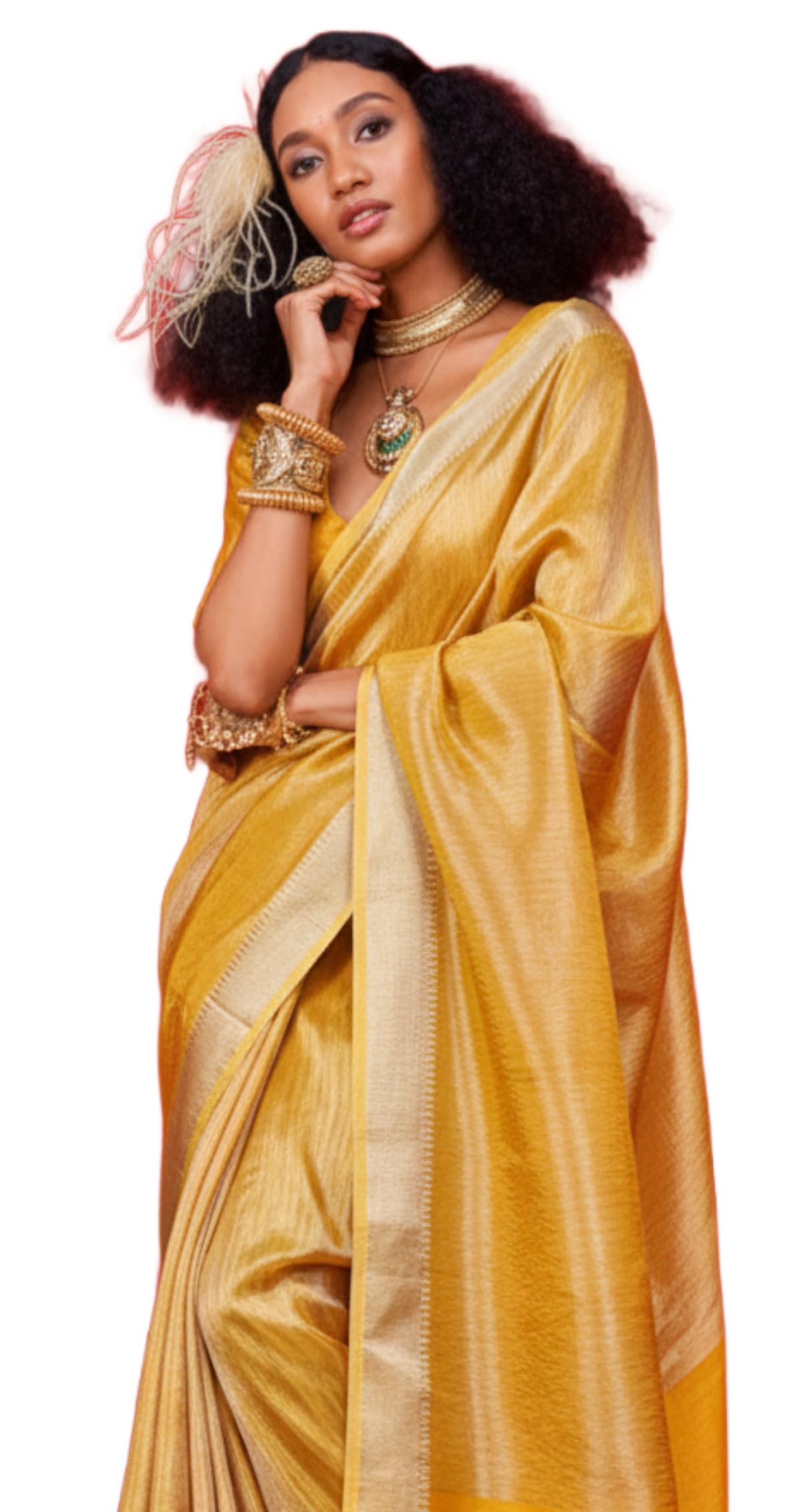 swornof Women's Woven Khadi Georgette Silk Saree With Unstitched Blouse Piece-picture-34