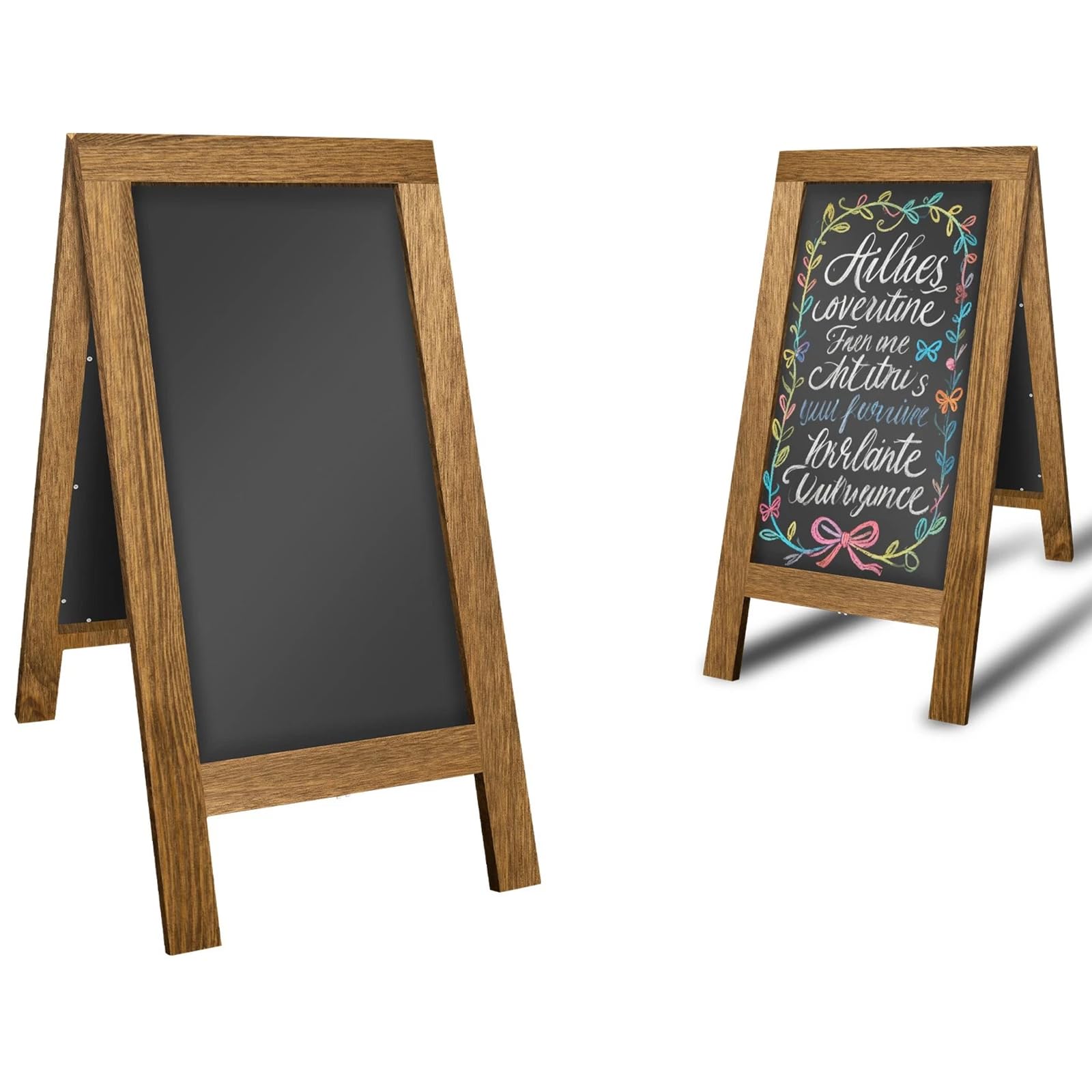 Heavy Duty Wooden Frame A Board Pavement Sign Shop Chalkboard Sign Free Standing 74.5x40cm Double Sided Wooden A-Frame Stand Up Blackboard Sidewalk Chalkboard Easel Sign