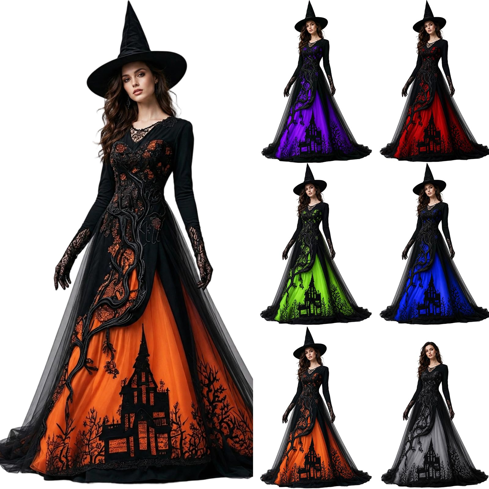 Gothic Dress Womens Halloween Costume Adult Medieval Lace and Chiffon โ image 1