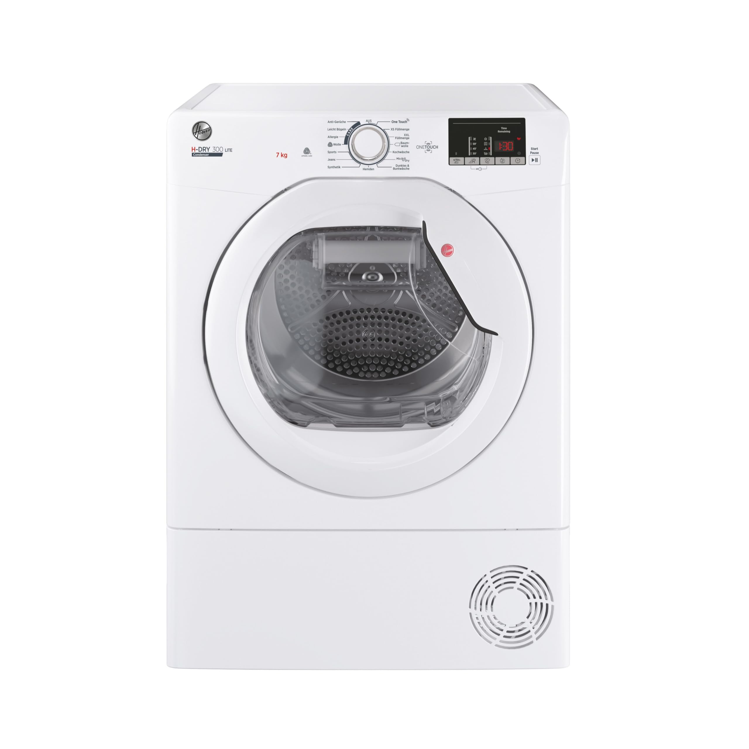 Hoover HLE C7DE-84 Kondenstrockner / 7 kg/Smarte Bedienung mit NFC-Technologie/AquaVision-Kondenswasserbehälter, Weiß