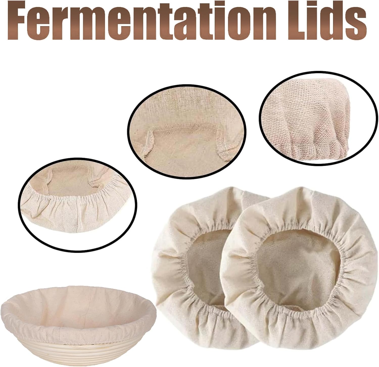 3 Pcs 10 Inch Round Bread Proofing Basket Cloth Liners