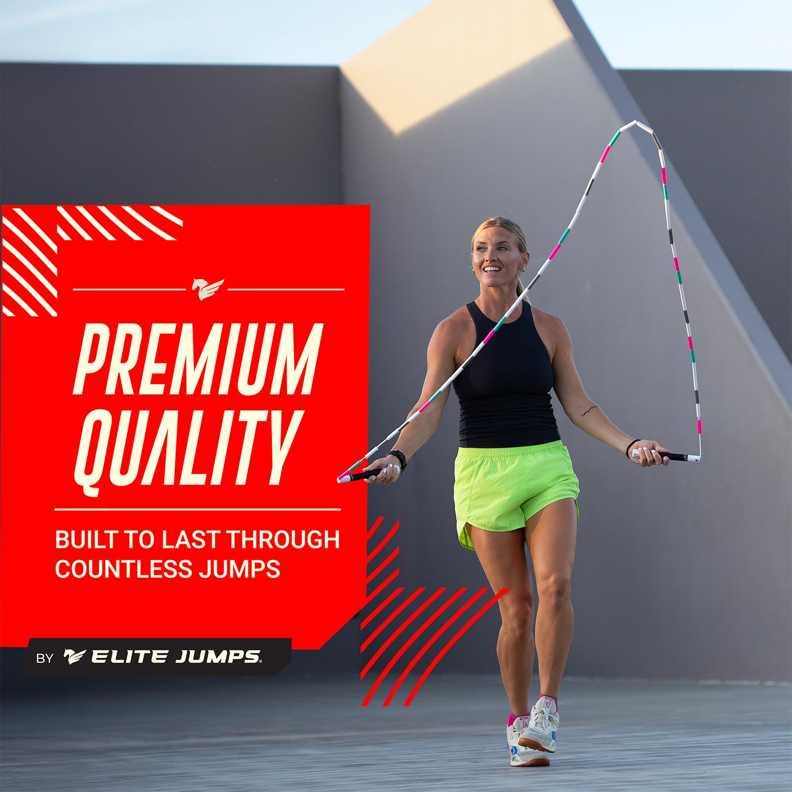 Corde à Sauter Lestée EliteSRS – Perles Lourdes, Poignées Incassables 20,3 Cm, Réglable 3 M – Fitness Et Boxe