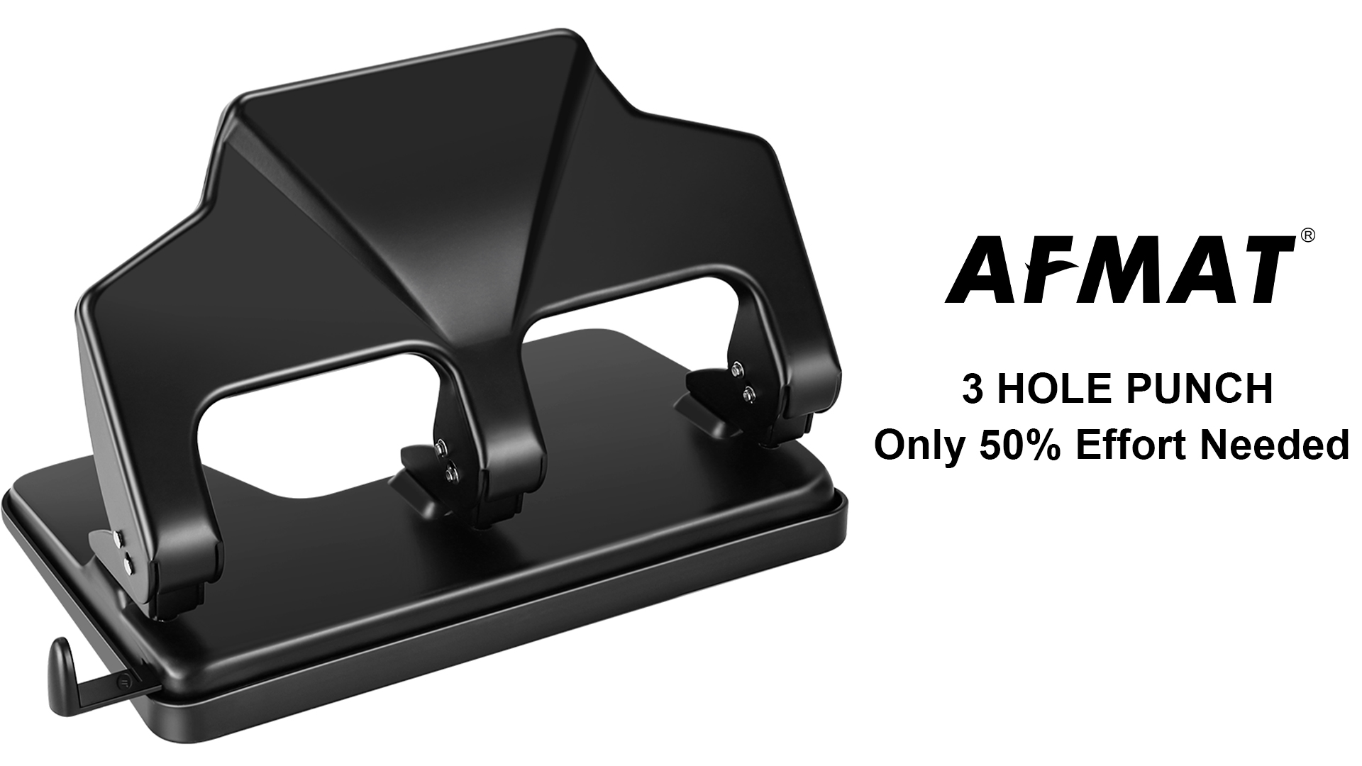 Image of AFMAT 3 Hole Punch Heavy Duty, 40-Sheet Three Hole Punch, 50% Reduced Effort, 3 Hole Puncher for Binder w /Large Chip Tray, 9 /32 inch Holes Diameter, Metal Paper Puncher for Home /Office /School, HP14