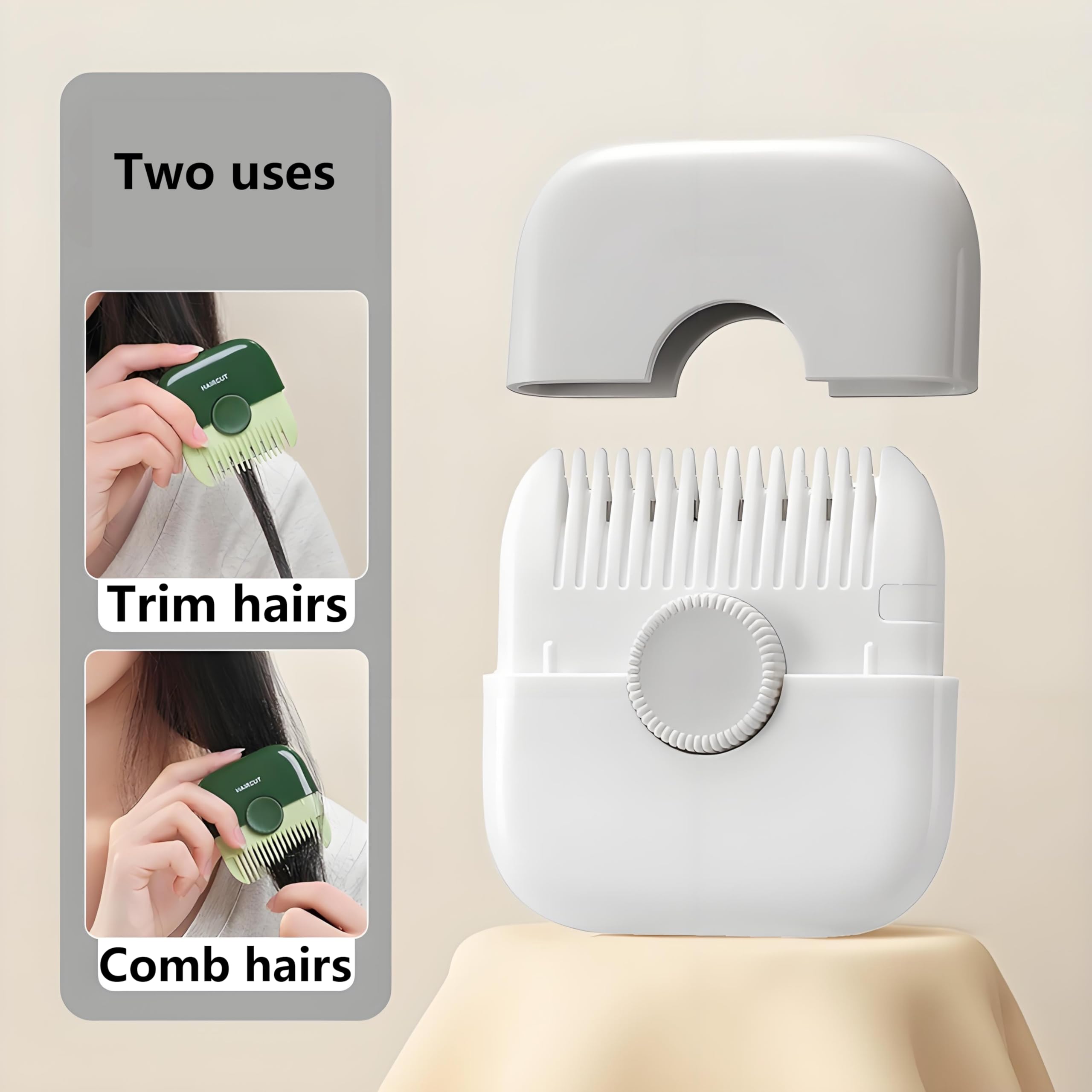 HABOQUAN 2 - in - 1 Multifunctional Hair Trimmer Comb: Ideal for Kids' Bangs, Sharp Blades, Portable & Safe for On - the - Go Styling (Grey)