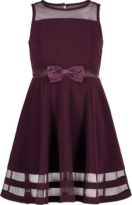 Calvin Klein Girls' Sleeveless Party Dress, Fit and Flare Silhouette, Round Neckline & Back Zip Closure