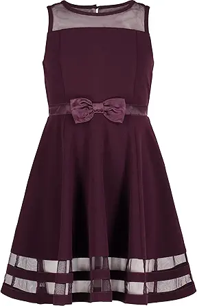 Calvin Klein Girls' Sleeveless Party Dress, Fit and Flare Silhouette, Round Neckline & Back Zip Closure