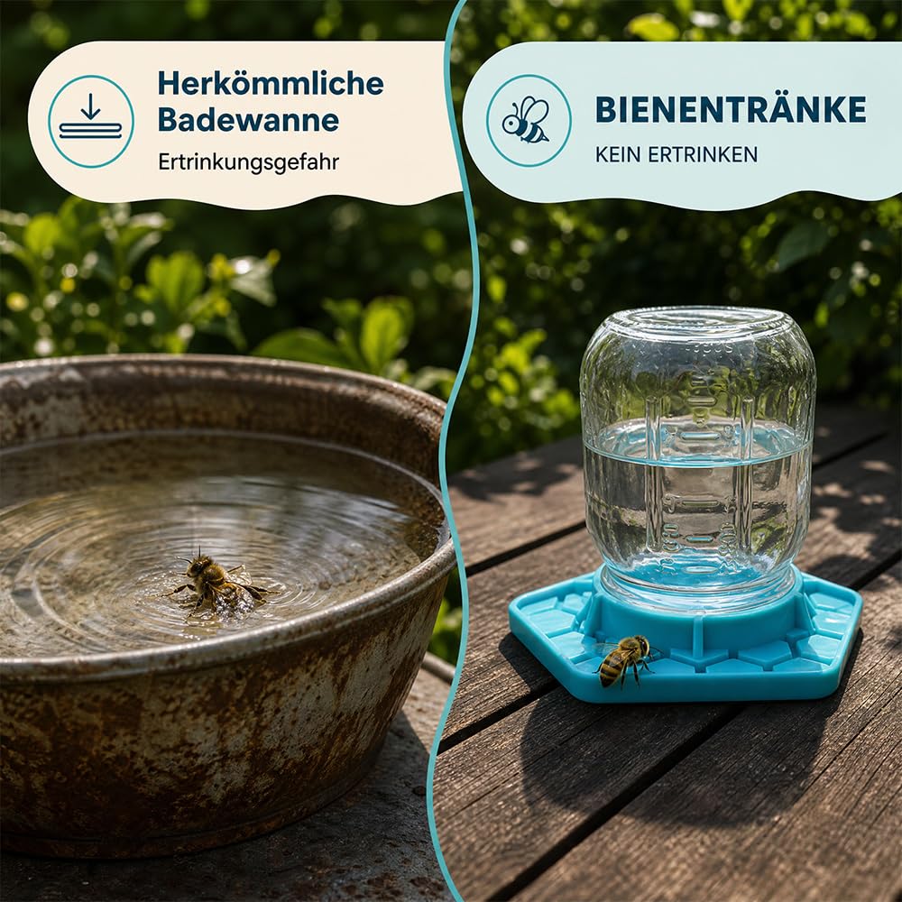 2er Set Bienentränke, Blau Insektentränke Garten, Bienentränke für den Garten, Vogel und Insektentränke, Wildtiertränke für den Ga-rten und Balkon