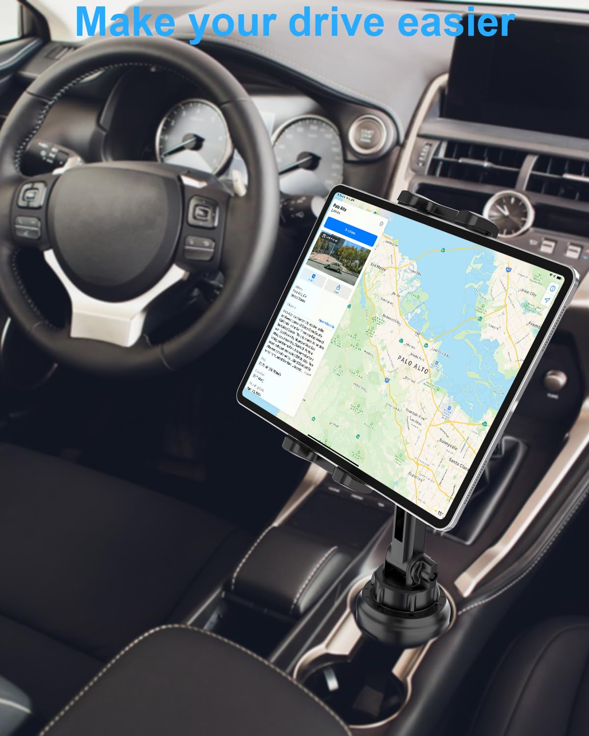 Supporto Tablet Auto Portabicchieri, Porta Tablet da Camion con Collo Allungabile, Supporto Tablet Auto Portabicchieri per iPad Pro 12.9 Air Mini, Galaxy Tabs, iPhone, 4-13" Tablet