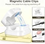 6Pack Porte-câble magnétique, Organisateur de cordon pour bureau, Gestion de câble de bureau adhésif solide pour chargeur de téléphone, ordinateur, maison, bureau, table de chevet (Noir*3+Blanc*3)