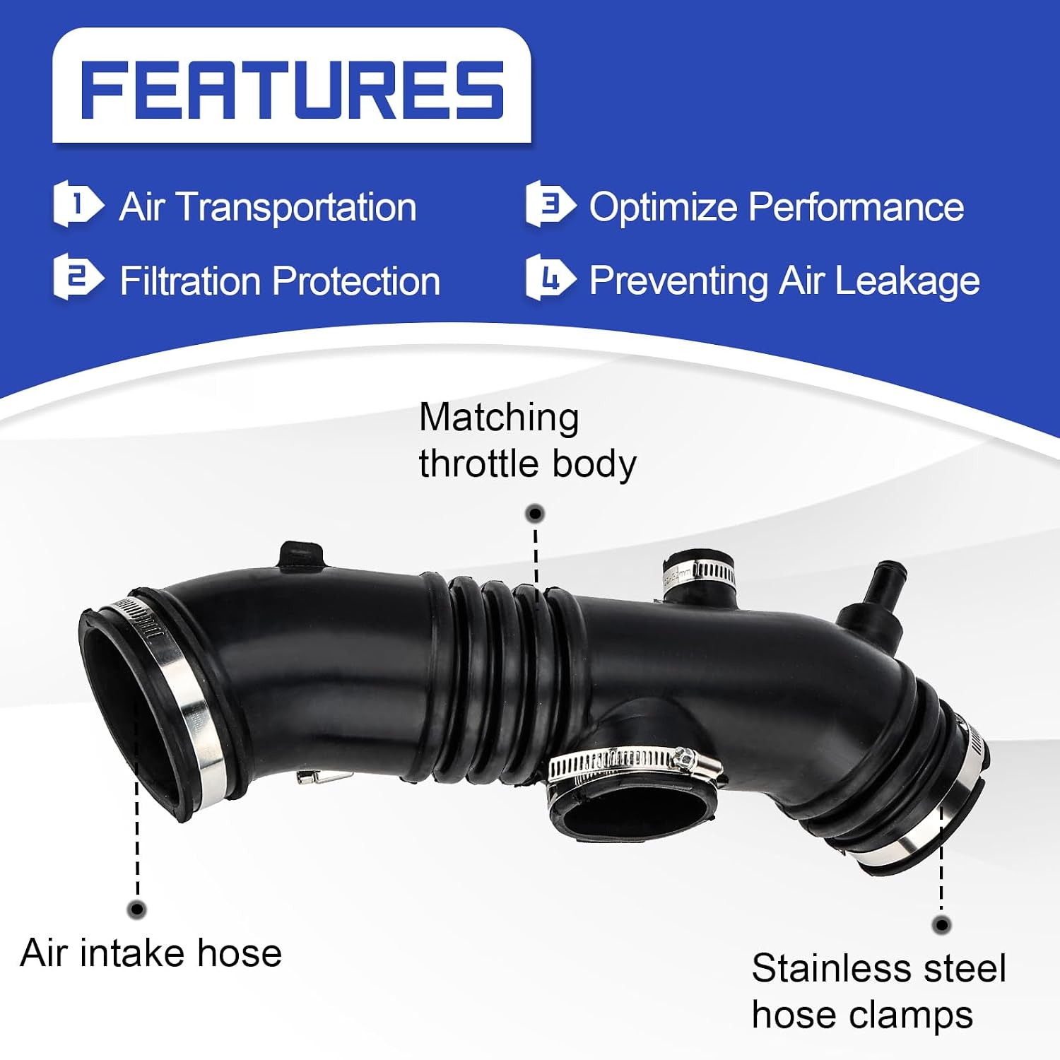 X4XZ Automotive Air Intake Hose For Toyota 4Runner 1996-1998, 17881-62091, 696-129, Replacement Part, Intake Hose