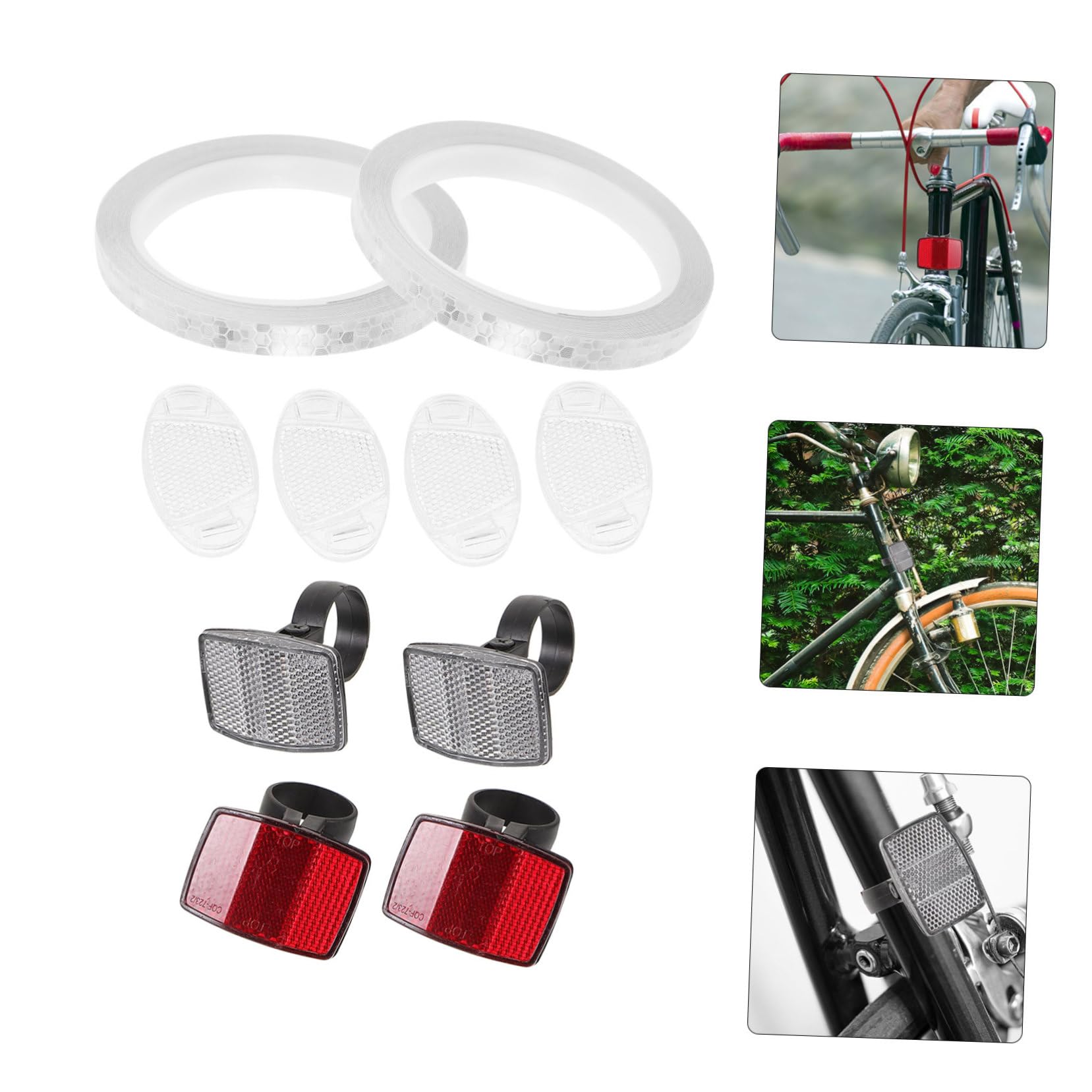 BRIGHTFUFU 1 Set Bike Safety Reflectors Bike Reflective Front Rear Warning Lens Cycling Accessories Random Color