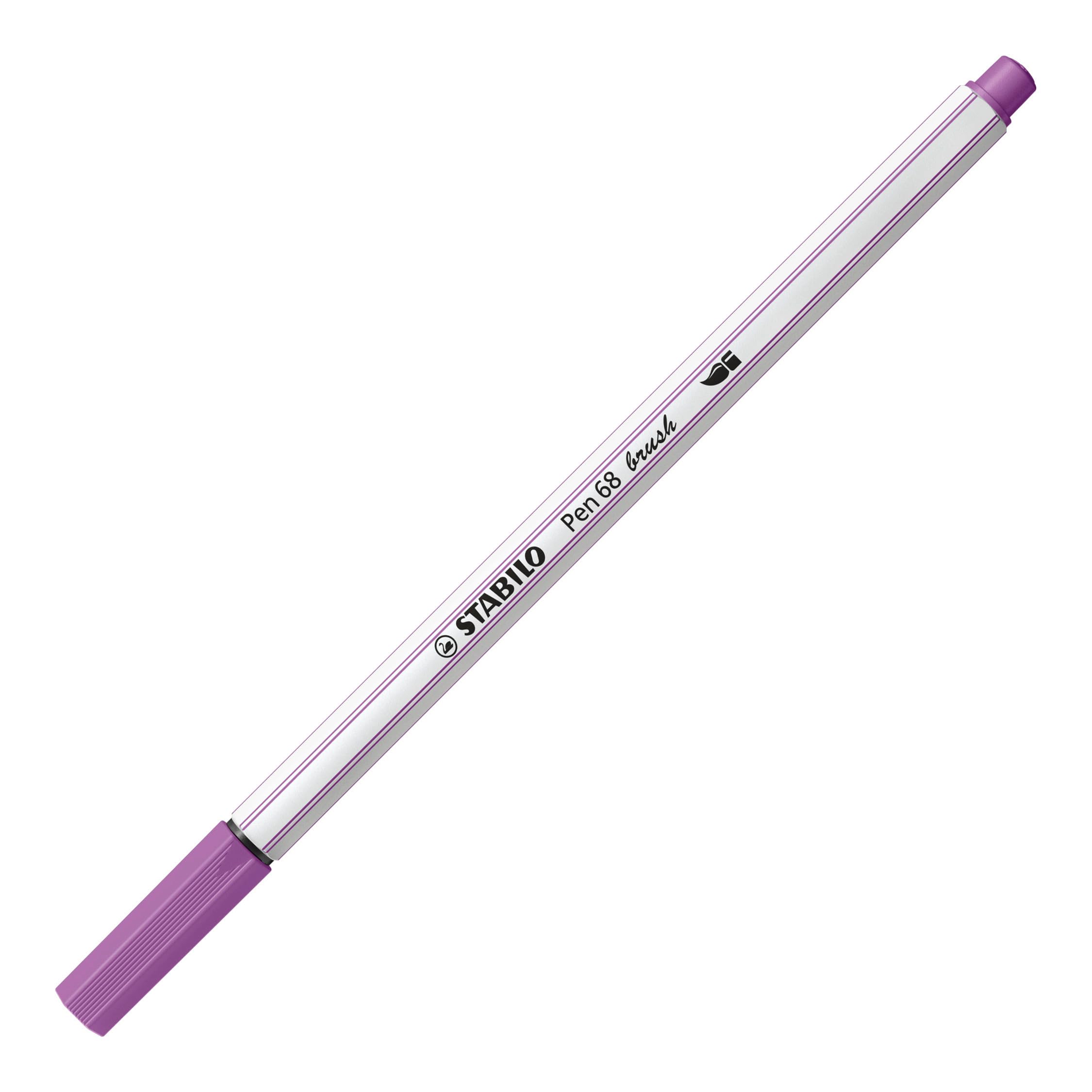 STABILO Pen 68 brush - Premium Fibre-Tip Pen with Brush Tip - Pack of 10 - Plum, 1 count (Pack of 10) - Image 2