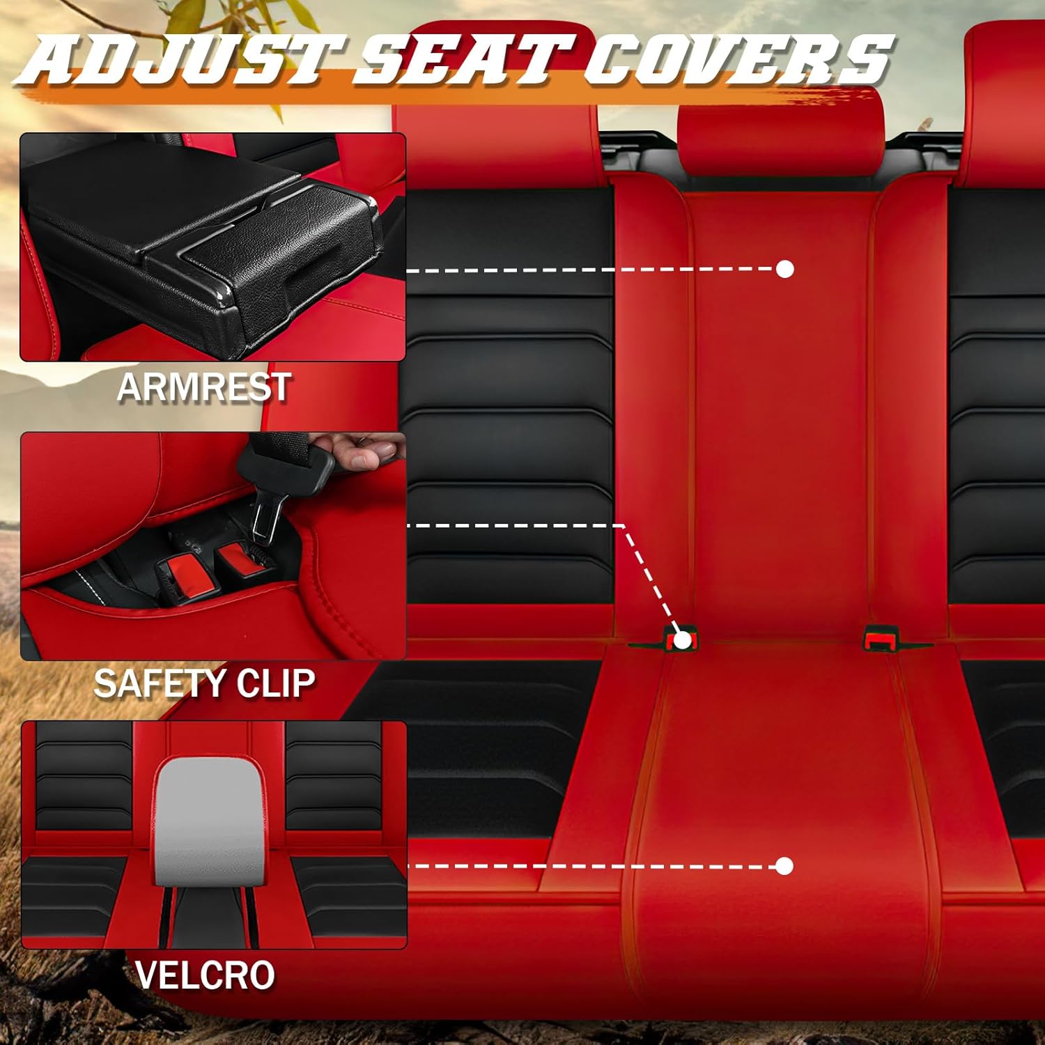 Car Seat Cover 5 Seats for Chevy Camaro 2000-2024, Premium Nappa Leather Sport Seat Cover, Waterproof and Durable, Airbag Compatible with Car Seat Protectors (5 Seats Luxury,Black Red)