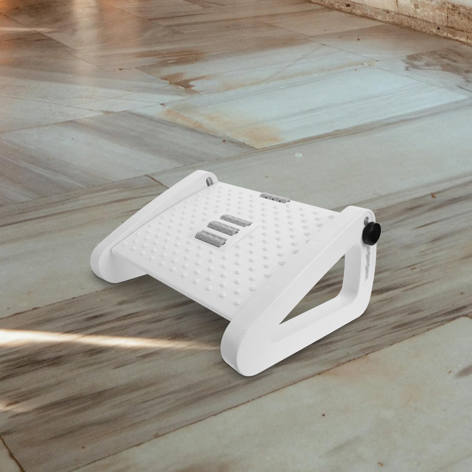 CALLARON Reposapiés Ajustable Función de Masaje y Soporte Ergonómico para Oficina, Taburete de Plástico para Uso bajo Escritorio