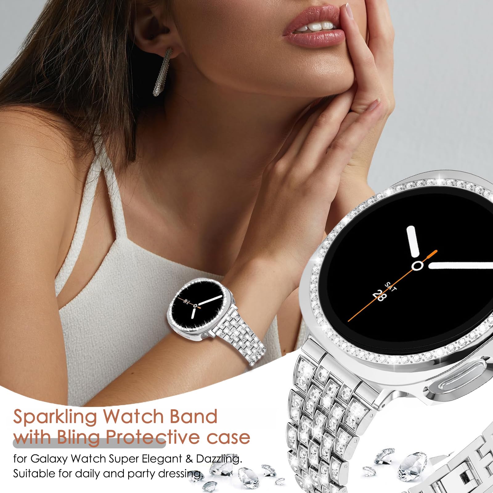 DEALELE Pulsera compatible con Samsung Galaxy Watch 7/5/4 40mm 44mm / FE 40mm / 5 Pro 45mm 20mm con carcasa protectora de repuesto para hombre y mujer