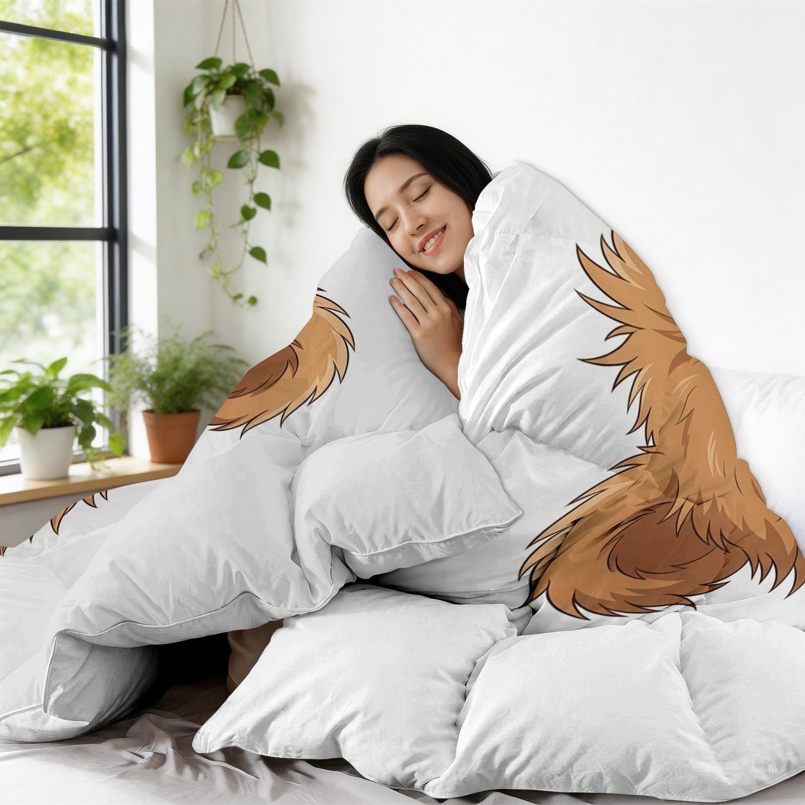 Generico Completo Copripiumino Imbottito 200 x 200 cm Campagna Animali Orsacchiotto Trapunta Tutto in Uno, Microfibra Traspirante & Lavabile Edredón – Set 3 Pezzi con 2 Federe, Design Elegante, Beige
