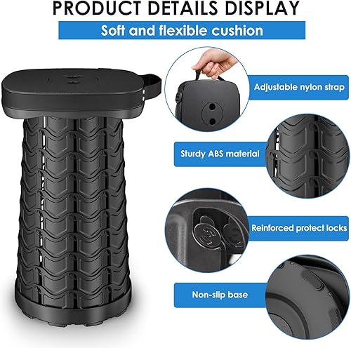 Miniatura 4 de Paquete de 2 taburetes plegables  Taburete plegable portátil para adultos, ligero pero resistente, capacidad de 400 libras para camping, pesca,