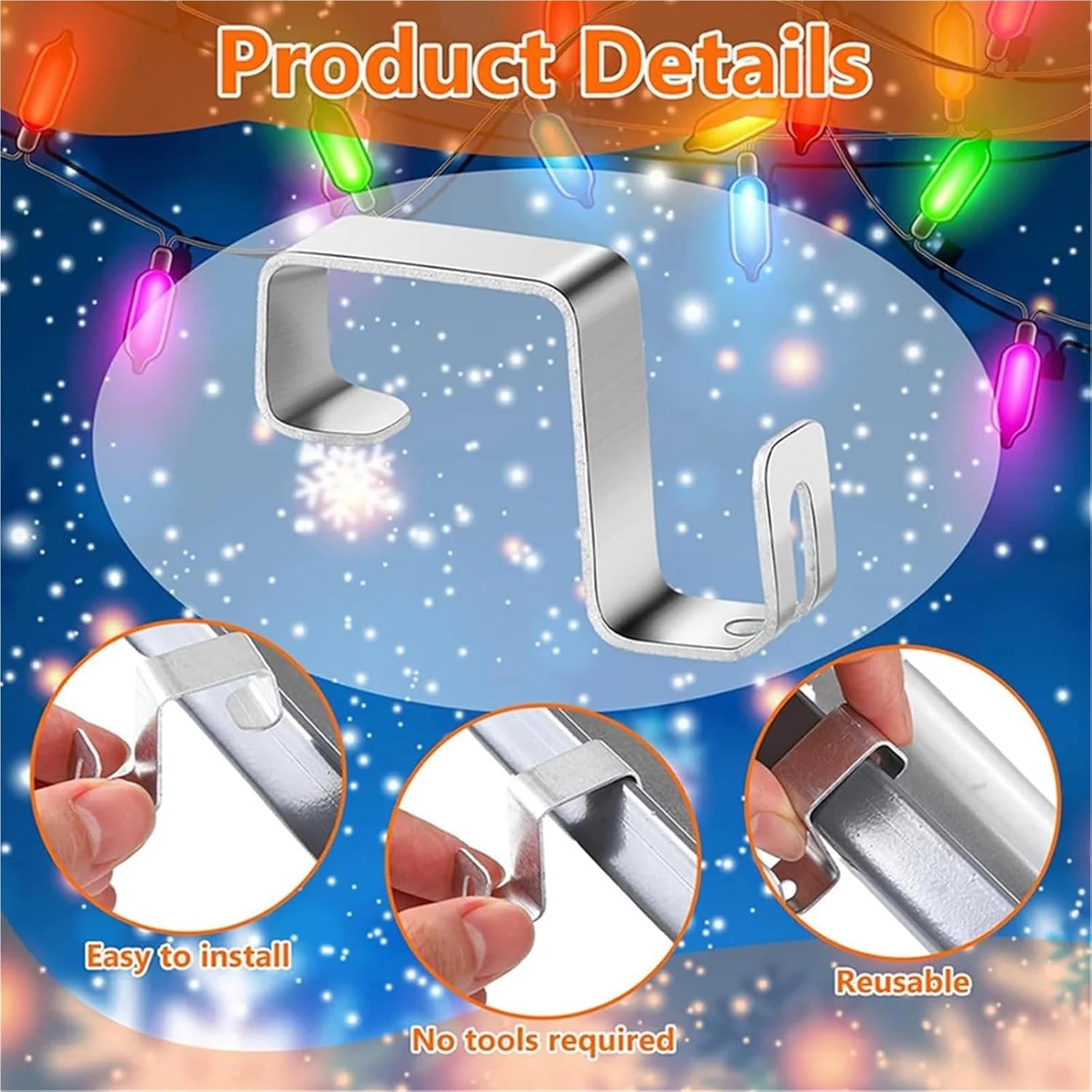 Gutter Light Hook 150pcs Gutter Hooks Holiday Lights Outside Decoration for Home