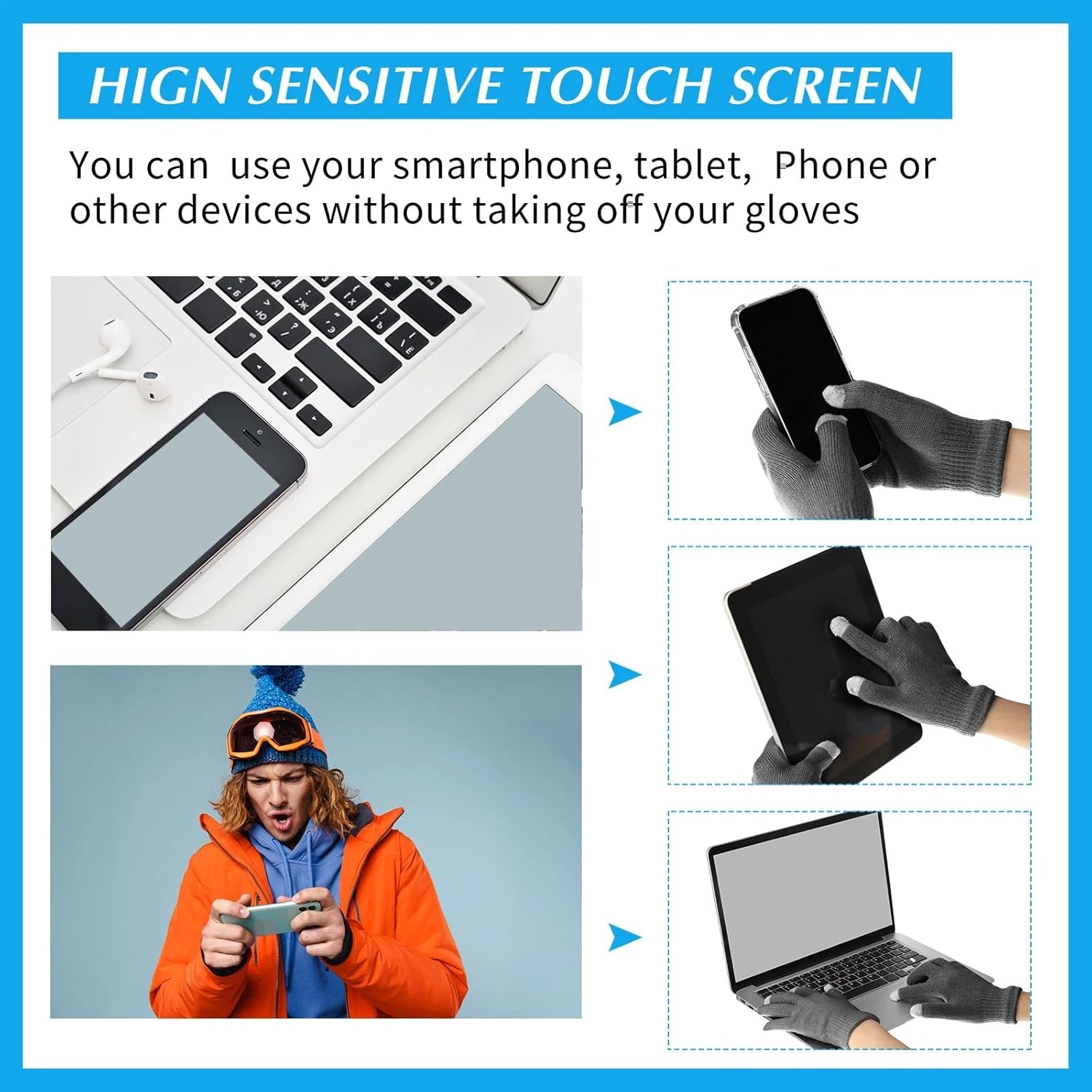 Handepo 50 Pairs Winter Gloves Bulk Knit Stretchy Warm Touchscreen Gloves Multicolor for Men Women Running Cycling Driving - Image 4