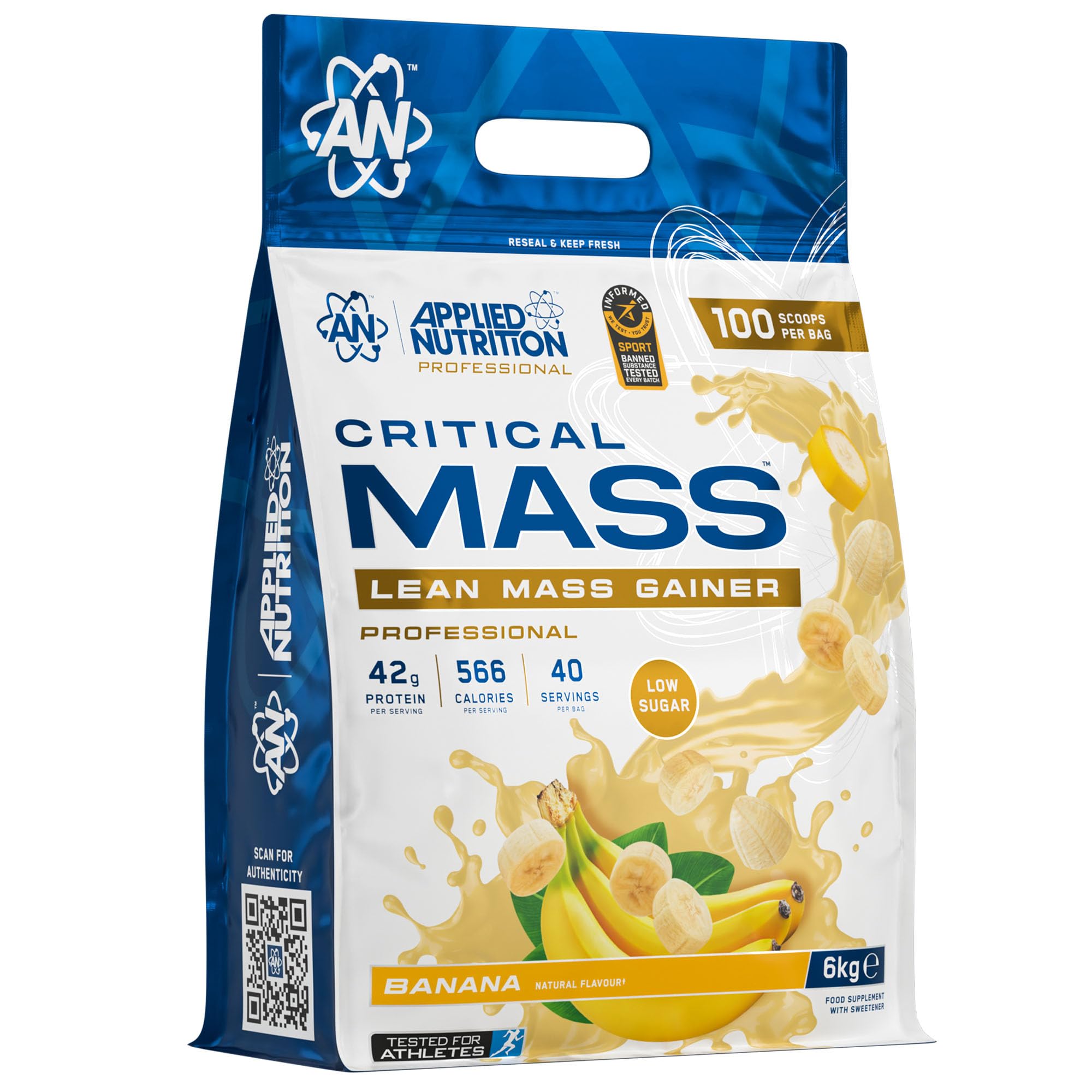 Applied Nutrition Critical Mass Professional (6000g) Banana - Przyrost masy ciała - Z kreatyną