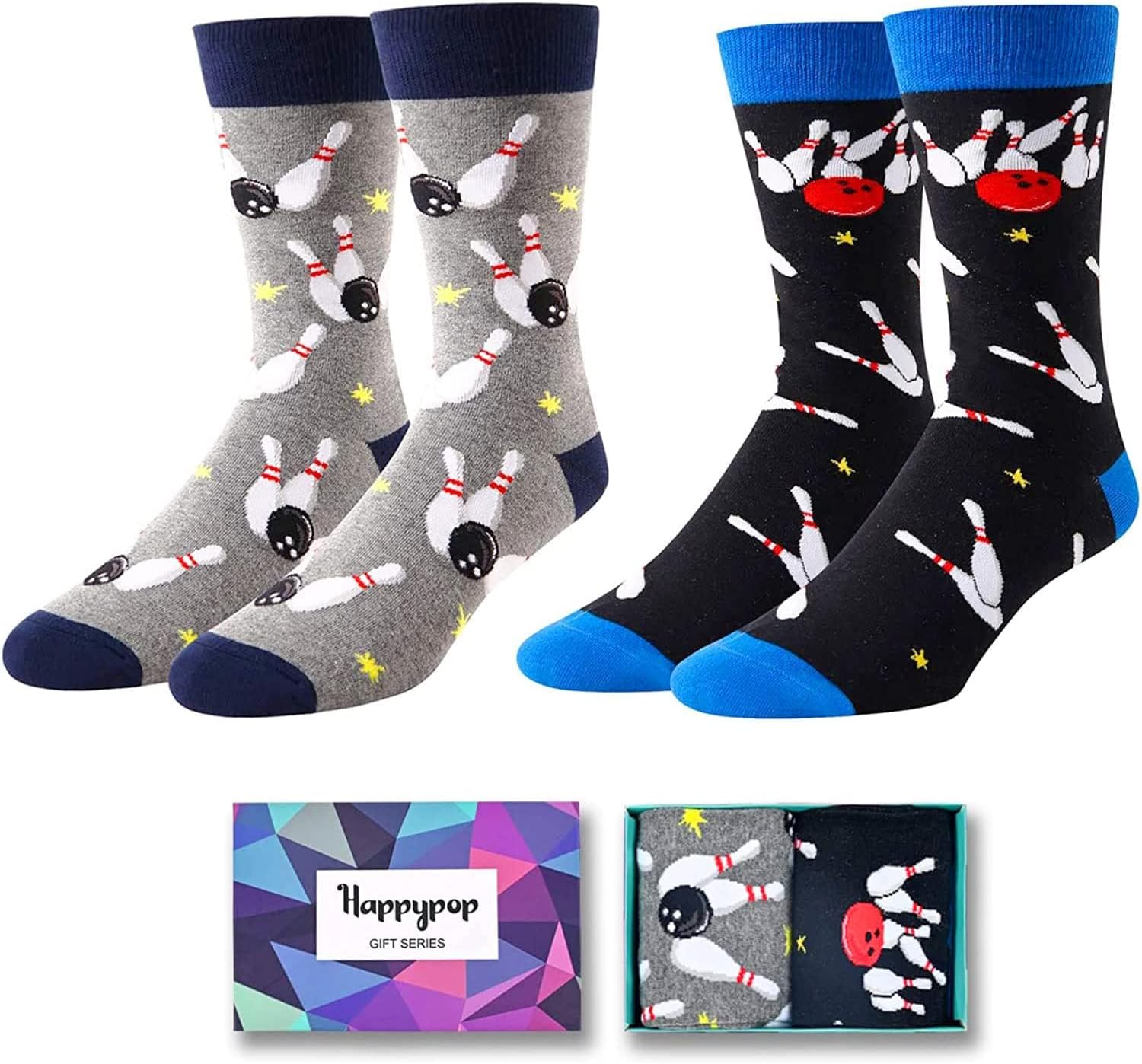 HAPPYPOP Funny Socks for Men - American Flag Optometry Golf Bowling Medical Teeth Gifts