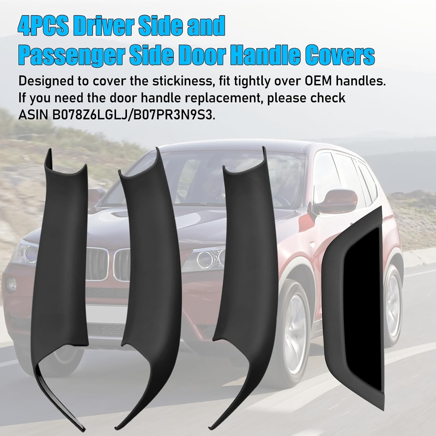 Jaronx Compatible with BMW X3 F25/X4 F26 Door Handle Cover, 4PCS Driver Side Door Armrest Insert & Interior Passenger Pull Handle Covers for BMW X3 F25 2010-2016, X4 F26 2014-2017 (Black)