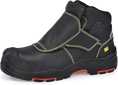 SAFETOE Botas de soldadura para hombres Botas de seguridad con punta compuesta Botas de soldadura resistentes al fuego Botas de trabajo de soldador