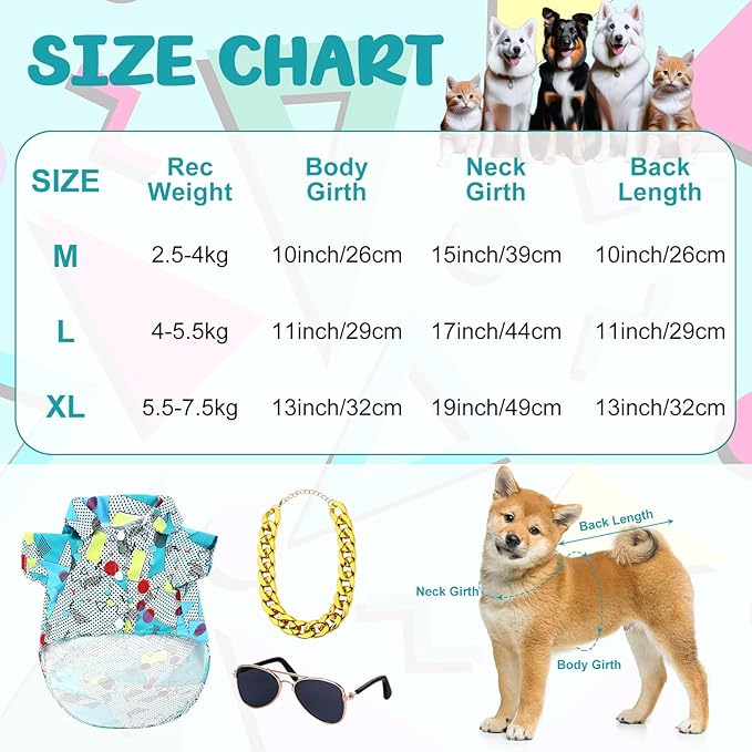Disfraz Retro Disco Años 80 y 90 para Perro Mepase con Camiseta, Gafas y Cadena - Talla L miniatura 2