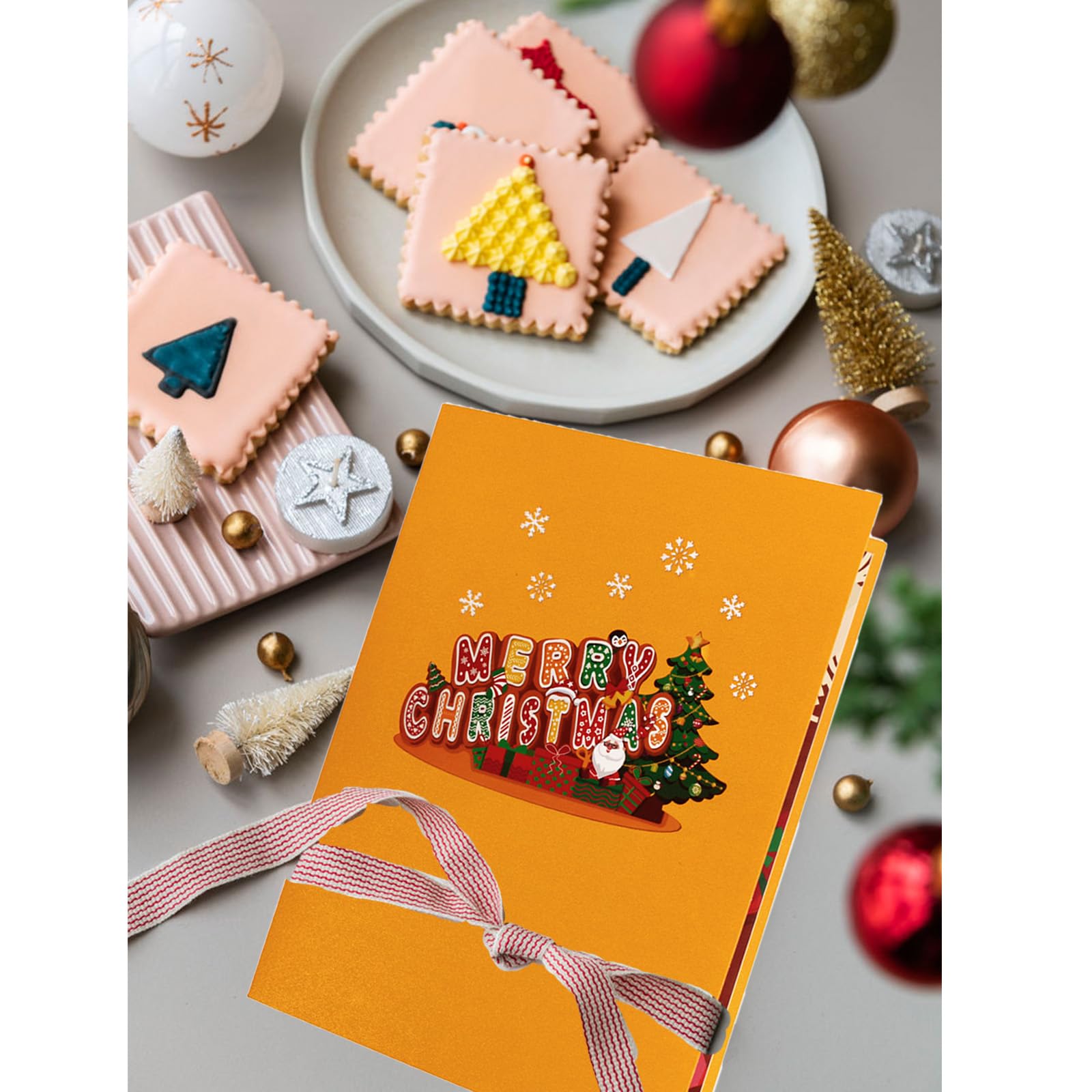 Yellow Christmas 3D Pop Up card,Santa Claus Pop up Christmas Tree Cards for Children,3D Special Pop Up Greeting Card Gift for Kids,Friends,Family,Husband Wife 3D Merry Christmas Village Pop-Up Card - Image 4