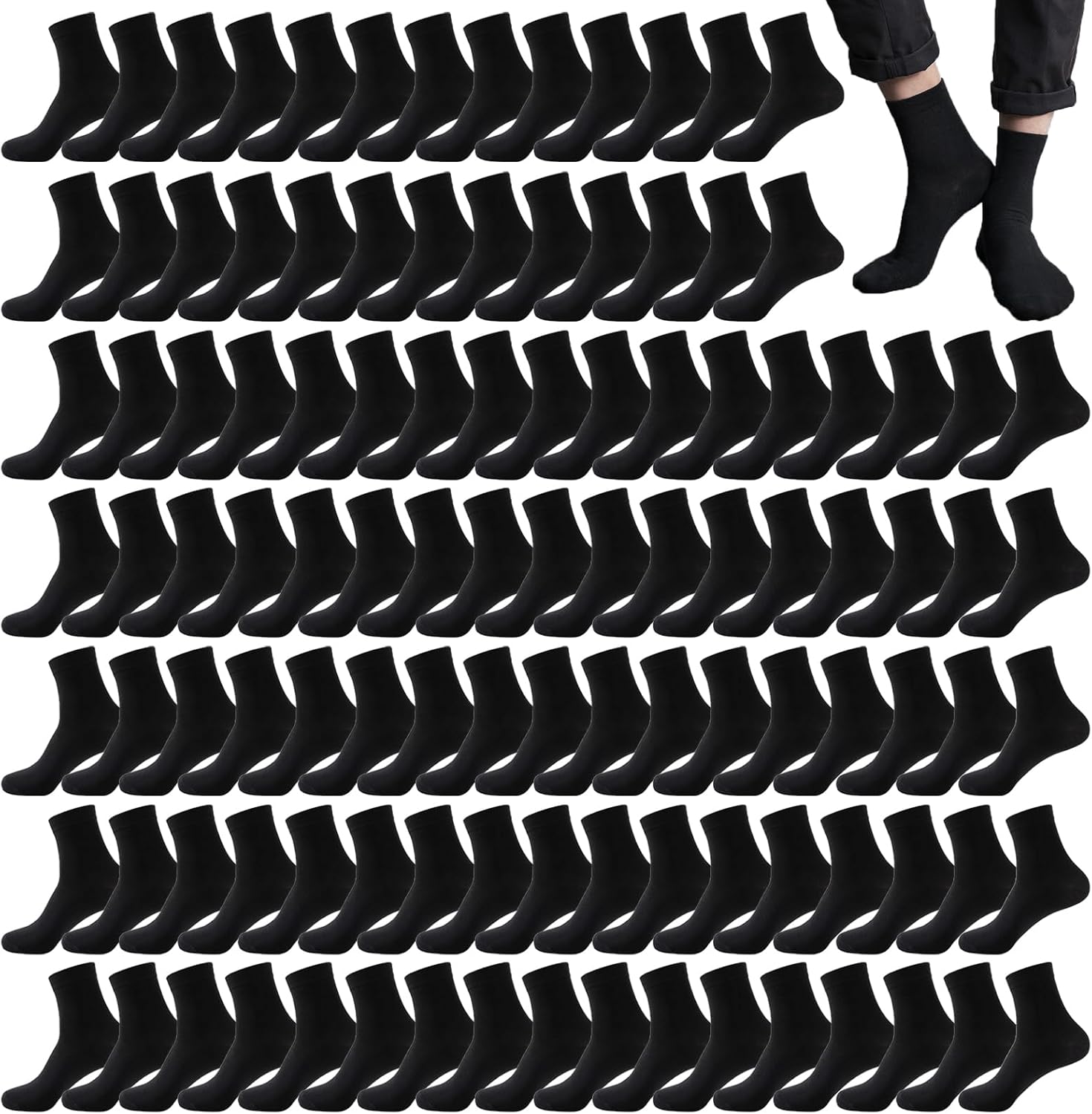 Tergy 50 Pairs Quarter Ankle Socks Crew Socks Athletic Socks for Men Women Breathable Cushion Socks for Running Hiking