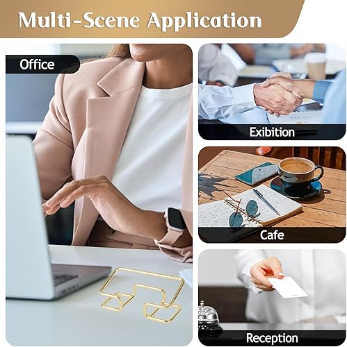 Miniatura 4 de 8 piezas de metal para tarjetas de visita bonitas, pequeñas tarjetas de identificación de escritorio doradas, soporte de exhibición de tarjetas de