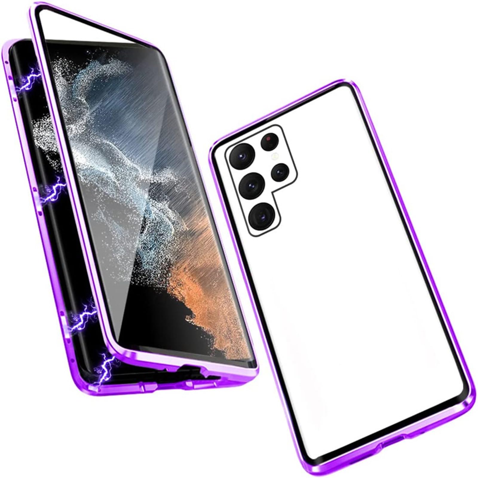 Etui do Samsung Galaxy S25 Ultra/S25 Plus/S25, ultracienkie etui ochronne na całą obudowę, adsorpcja magnetyczna, metalowe, odporne na wstrząsy, fioletowe, S25plus