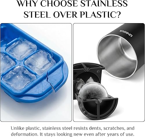Miniatura 6 de Clear Ice Cube Maker, 2.5" Stainless Steel Ice Ball Maker Mold for Whiskey & Cocktails, Non-BPA Premium Silicone Ice Cube Molds, Easy-Release Sphere