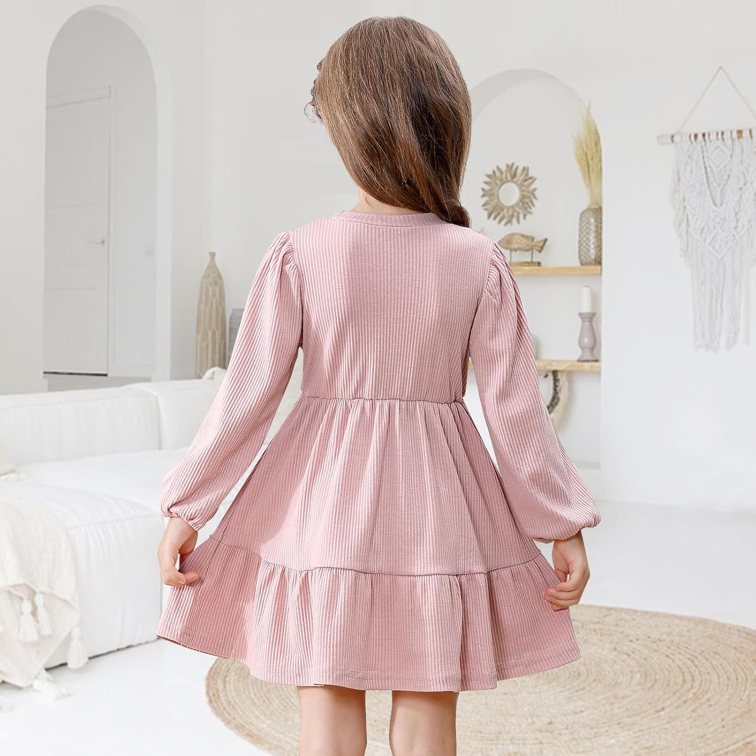 Toddler Baby Girl Dresses Causal Ruffle Little Girl Long Sleeve Sweater Dress Fall Winter Outfits - Image 3