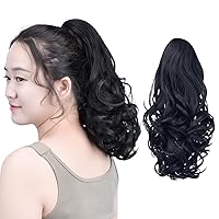 Vista 18 de SYXLCYGG Clip de pinza para cola de caballo, extensiones de colas de caballo de color marrón oscuro, onduladas, 14 pulgadas, 4.3 onzas, piezas