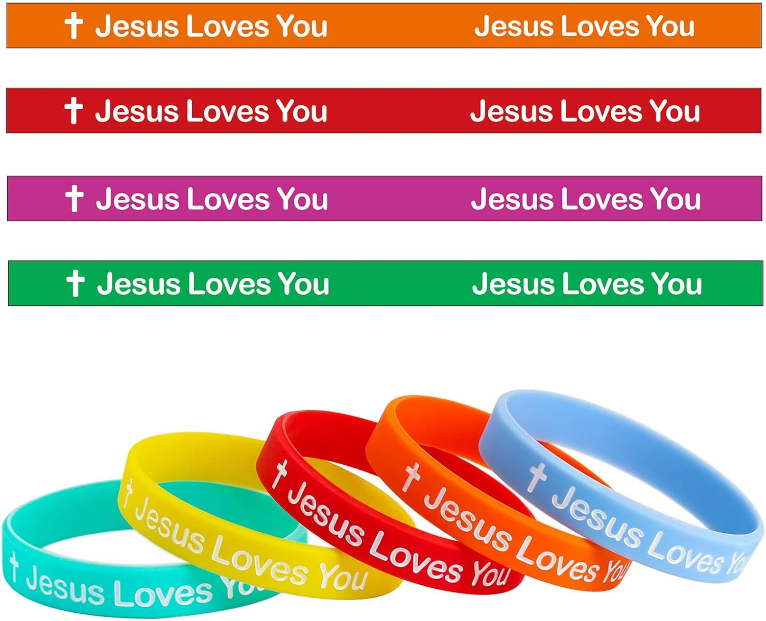 Jesus Loves You Silicone Wristbands Christian Jesus Bracelet For Men Women Party Favors Adults Multicolored - Image 3